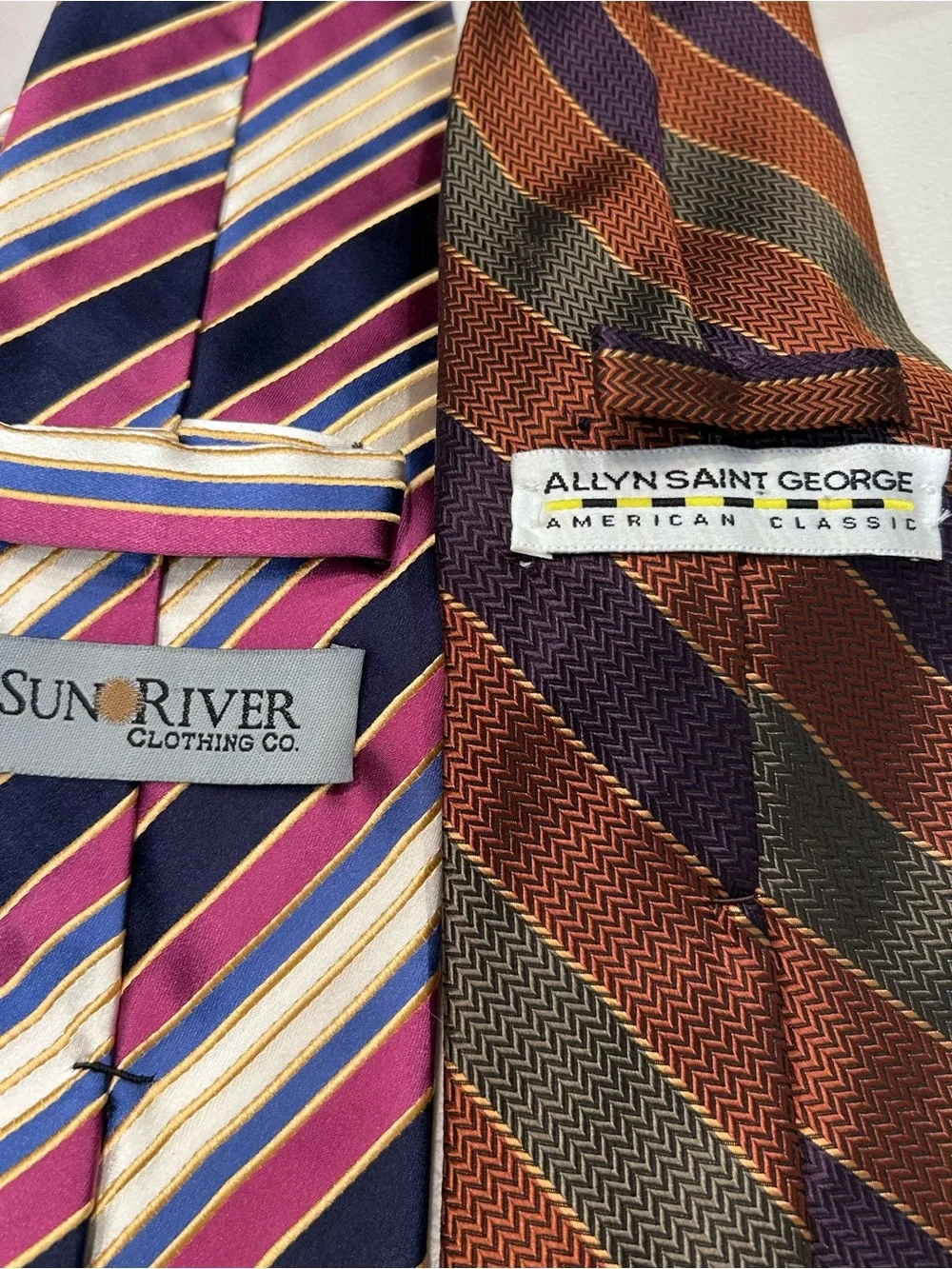 Lot of 2 Men’s 100% Silk Ties Sun River 60 Allyn St. George 62 Long 3-1/4 Wide